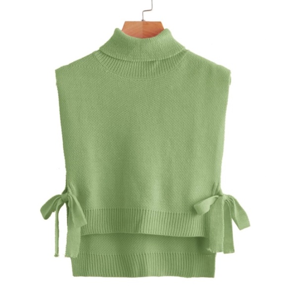 Turtle Neck Knot Side Sweater Vest - Picture 1 of 7